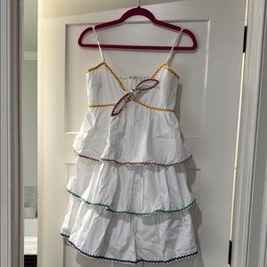 English Factory White tiered Dress with Trim XS